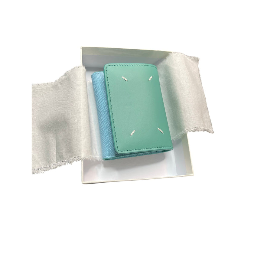 Maison Margiela Blue + Green Four Stitches Wallet NWT