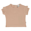 Antebies, Pink Jacquard Ruffled T-Shirt