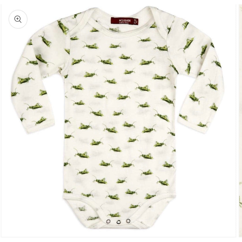 Milkbarn Organic Long Sleeve One Piece, Grasshopper, NWT