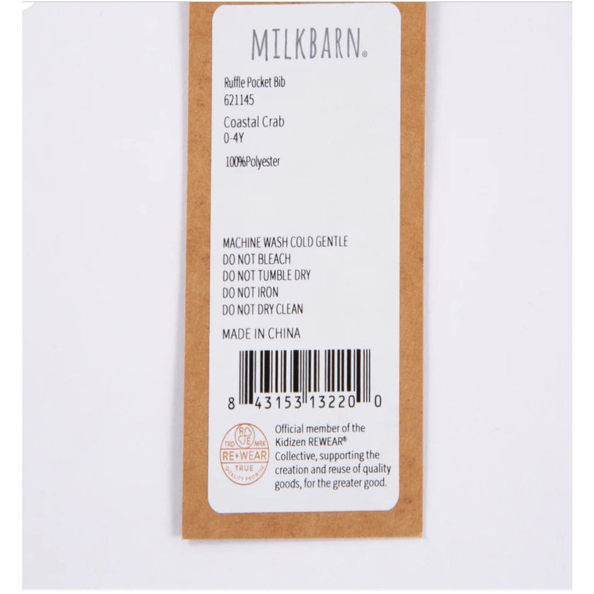 MILKBARN Coastal Crab Ruffle Pocket Bib NWT