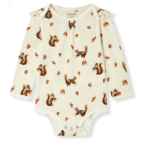 Milkbarn Luxe Stretch Ruffle Long Sleeve One Piece, Chipmunk, NWT, multiple sizes available