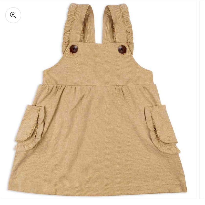 Milkbarn Organic Dress Overall Rust Pinstripe, 3-6 Months