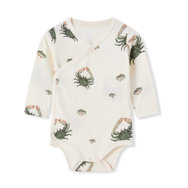 MILKBARN 12-24 months Coastal Crab Stretch Crossover Long Sleeve One Piece NWT