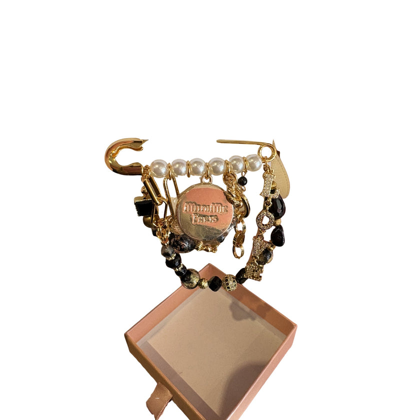 Minime Paris Black/Gold Brooch