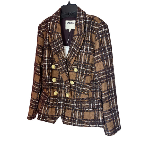 L’AGENCE Kenzie Plaid Tweed Double Breasted Blazer – Size 10– NWT