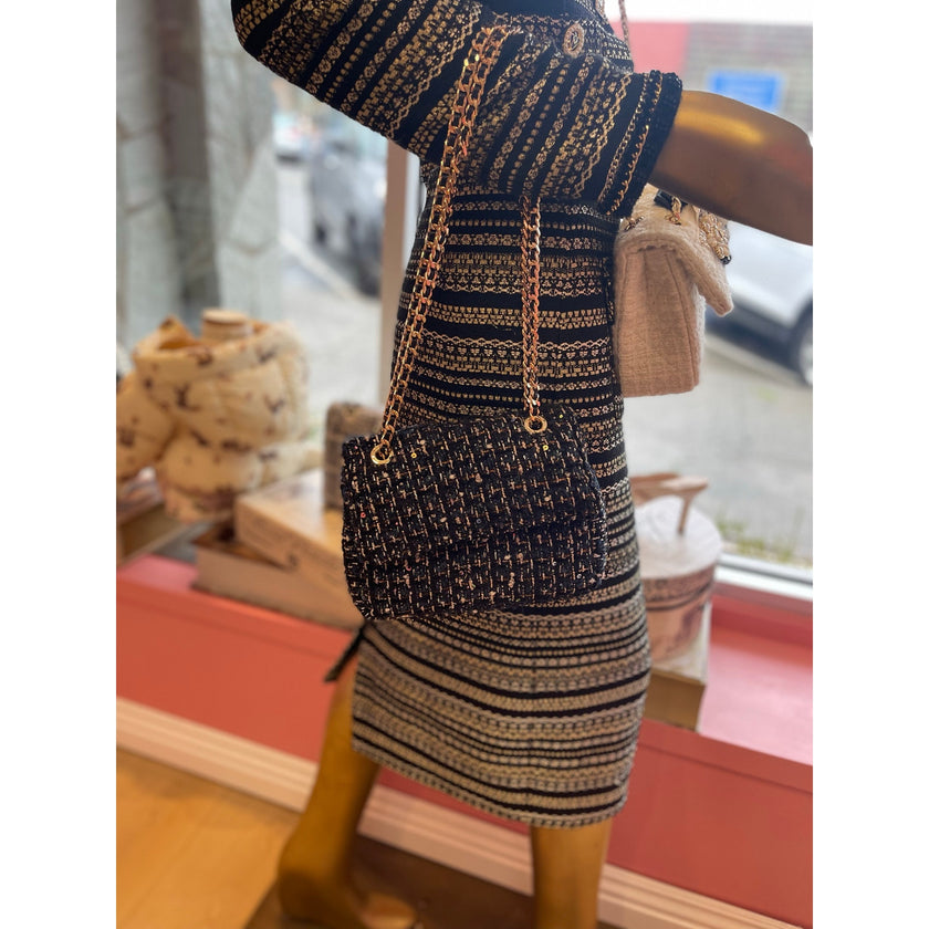Minime Paris Navy/Gold Tweed XS Sac NWOT