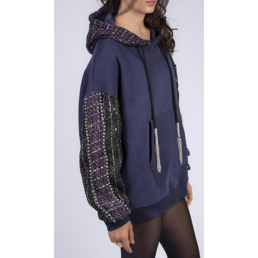 Minime Paris Tweed Hoodie Navy