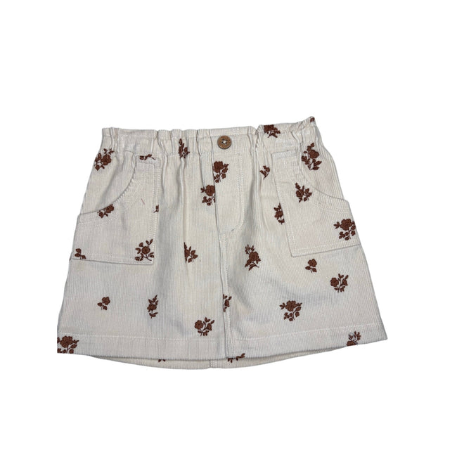 MakeMake Organics, Corduroy Floral Skirt, Cream 2T