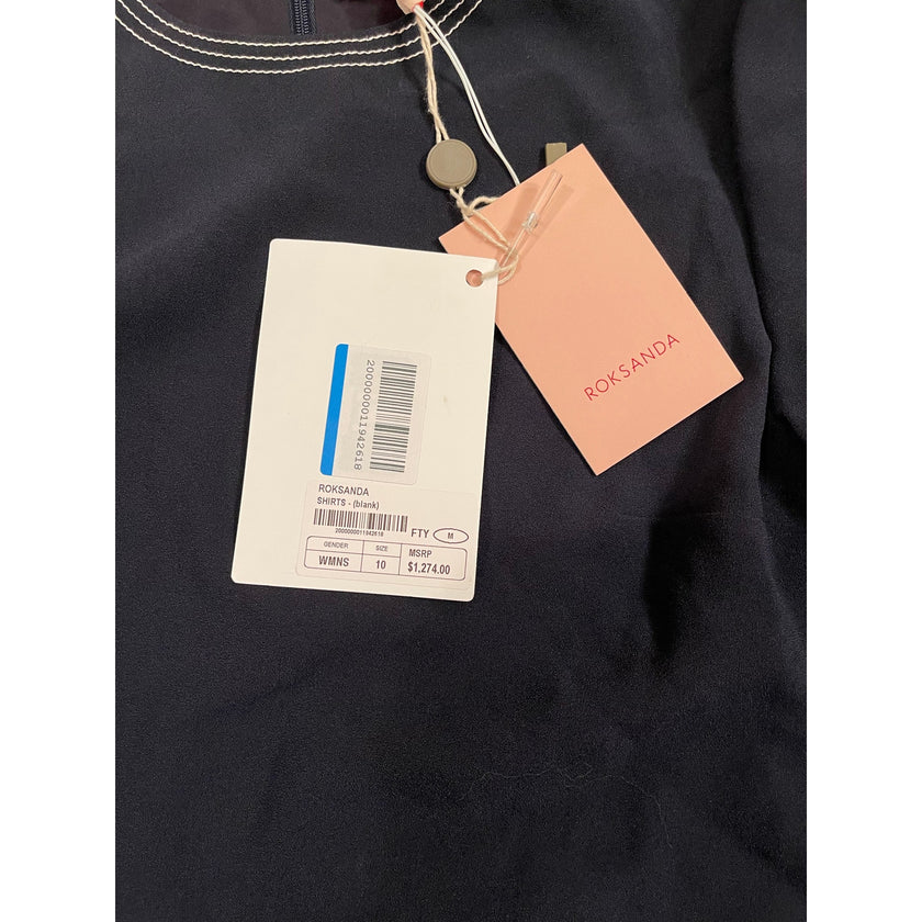 Roksanda, Navy Ruffle Sleeve Blouse, NWT, UK 10