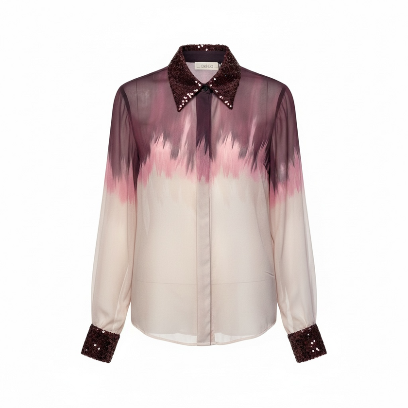 Dahlo, Ombre Sequin Collar Button Down