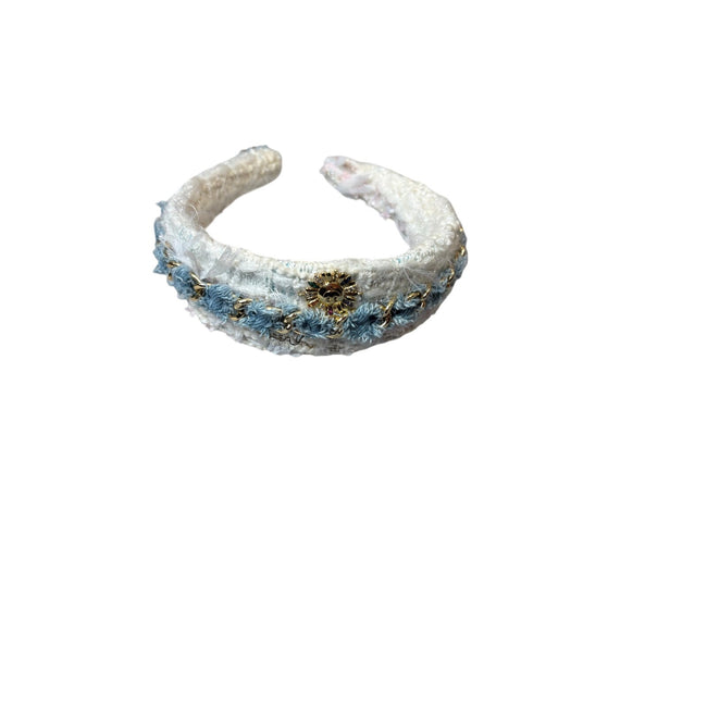 Minime Paris, Handmade Denim and White Tweed Headband