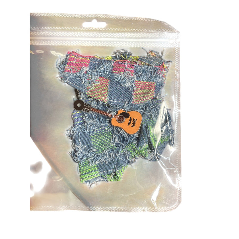 Handmade Labubu Denim Outfit w/ Guitar & Sunglasses Hat – Outfit Only