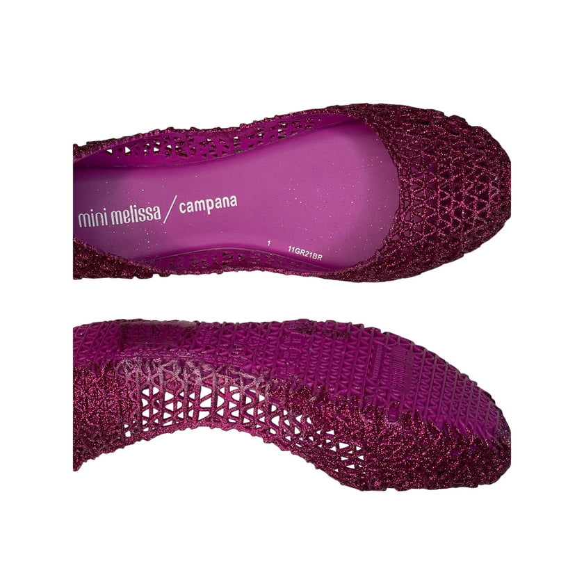 Mini Melissa Campana Glitter Jelly Shoes - Size 2 New W/ defect in Box