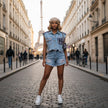 Minime Paris upcycled Dior scarf denim vest, size medium, photo 4 of 5