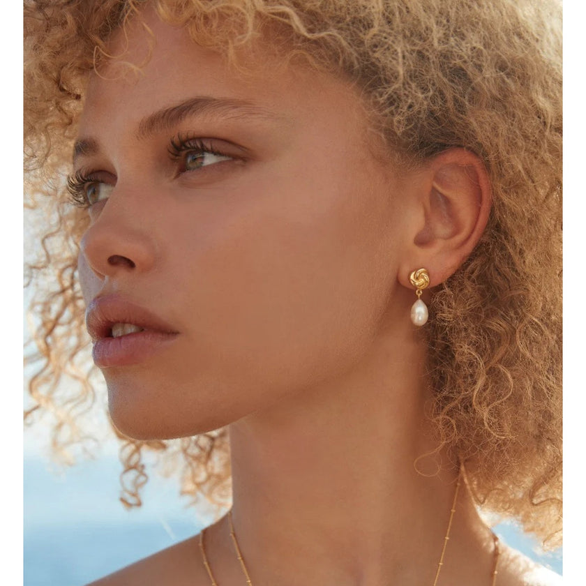 With Love Darling, Knot Pearl Earrings, NWT