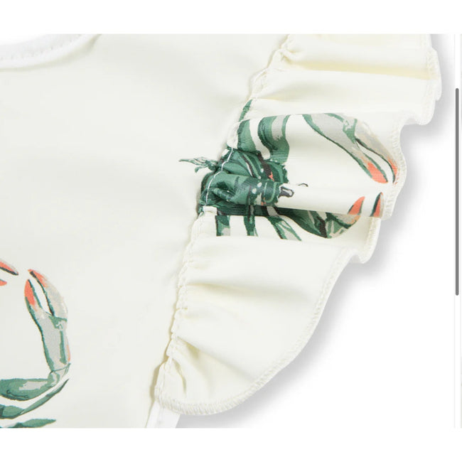 MILKBARN Coastal Crab Ruffle Pocket Bib NWT