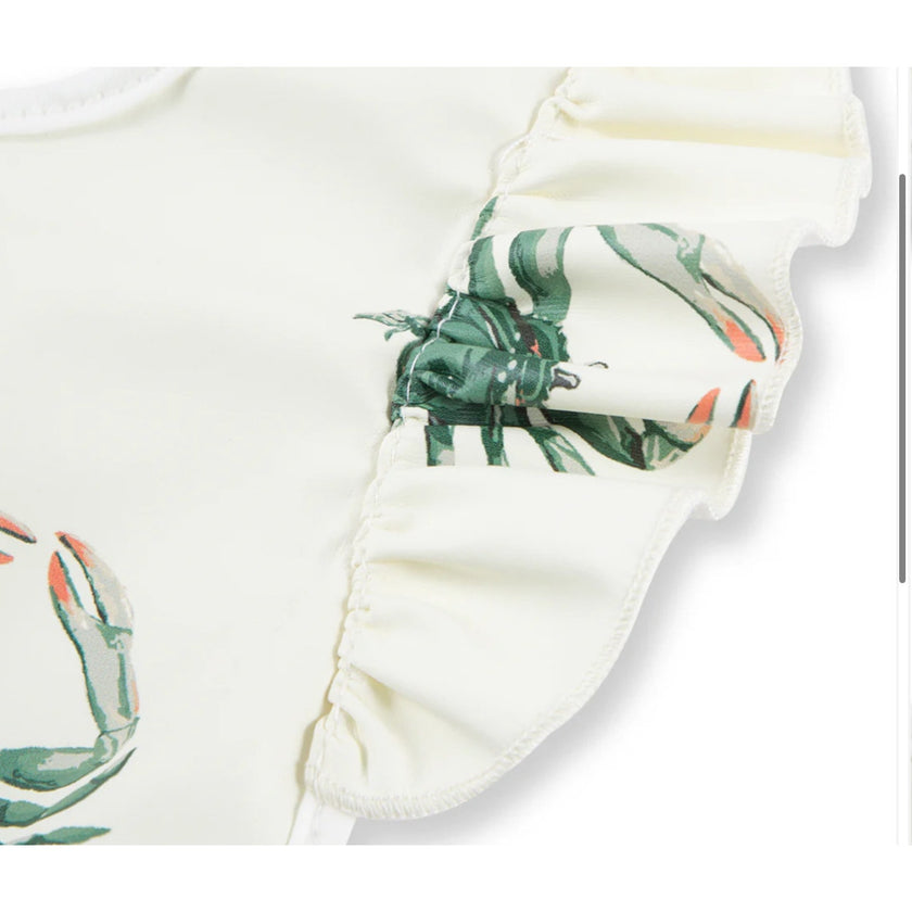 MILKBARN Coastal Crab Ruffle Pocket Bib NWT