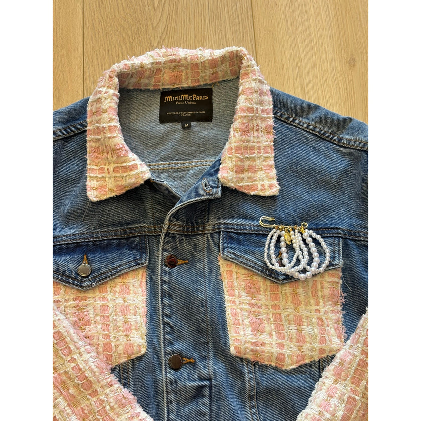 Minime Paris, Denim and Pink Tweed Jacket NWOT Med