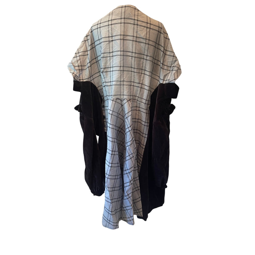 Maison Margiela Plaid/Velvet Midi Dress, Size 40 NWT