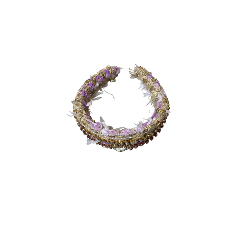 Minime Handmade Tweed Headband 3 Rows Light Purple