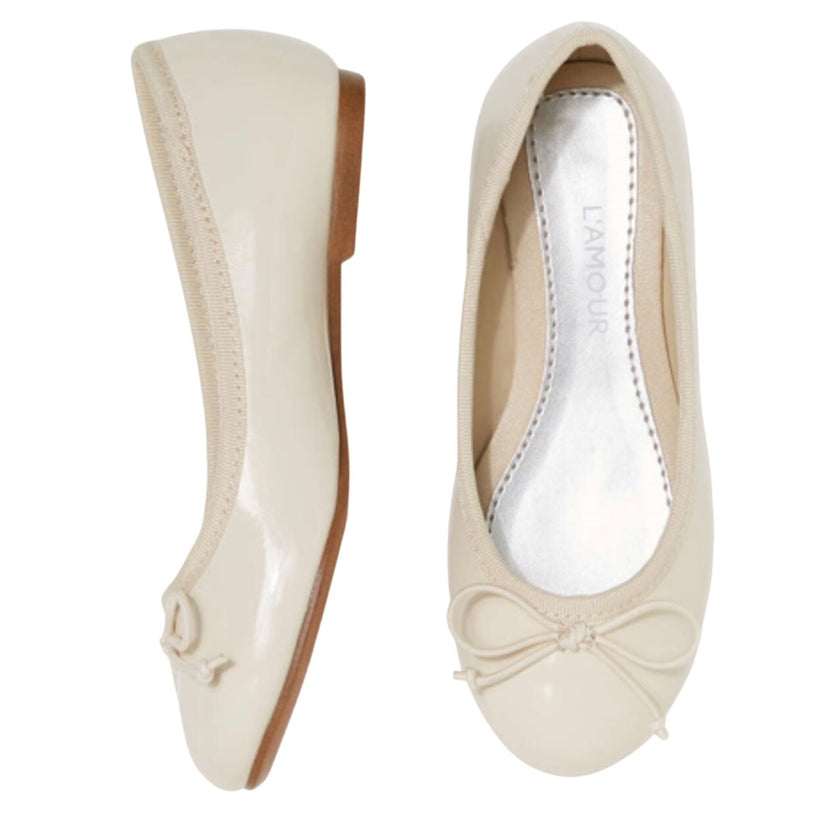 L'Amour Tie Bow Flat, Cream, NWT, Multiple Sizes Available