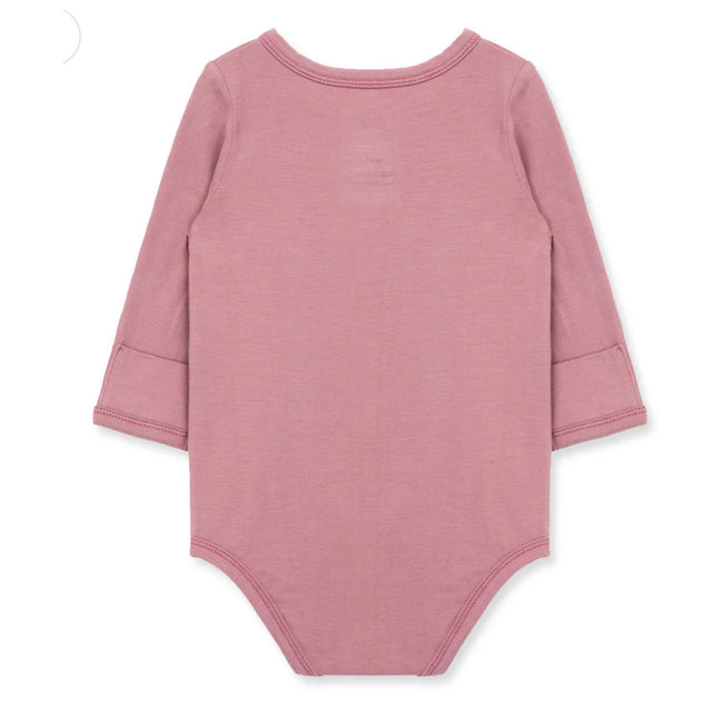 MILKBARN 6-12 Months Plum Stretch Crossover Long Sleeve One Piece