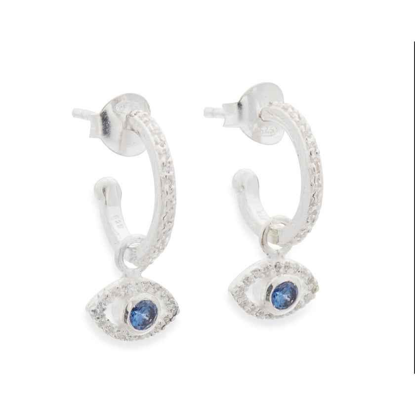 With Love Darling, Sparkly Eye Hoop Earring, NWT, Silver