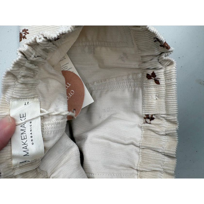 MakeMake Organics, Corduroy Floral Skirt, Cream 2T