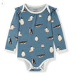 Milkbarn Luxe Stretch Ruffle Long Sleeve One Piece, Penguin
