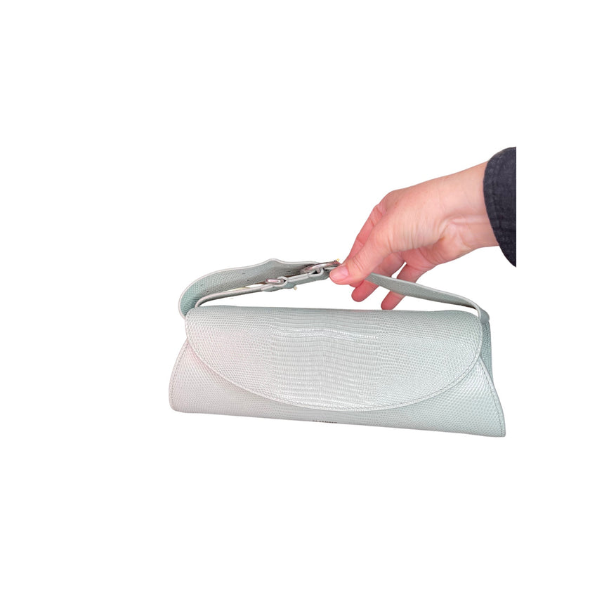 Jill Sander Cannolo Embossed Leather Bag, Mint Green