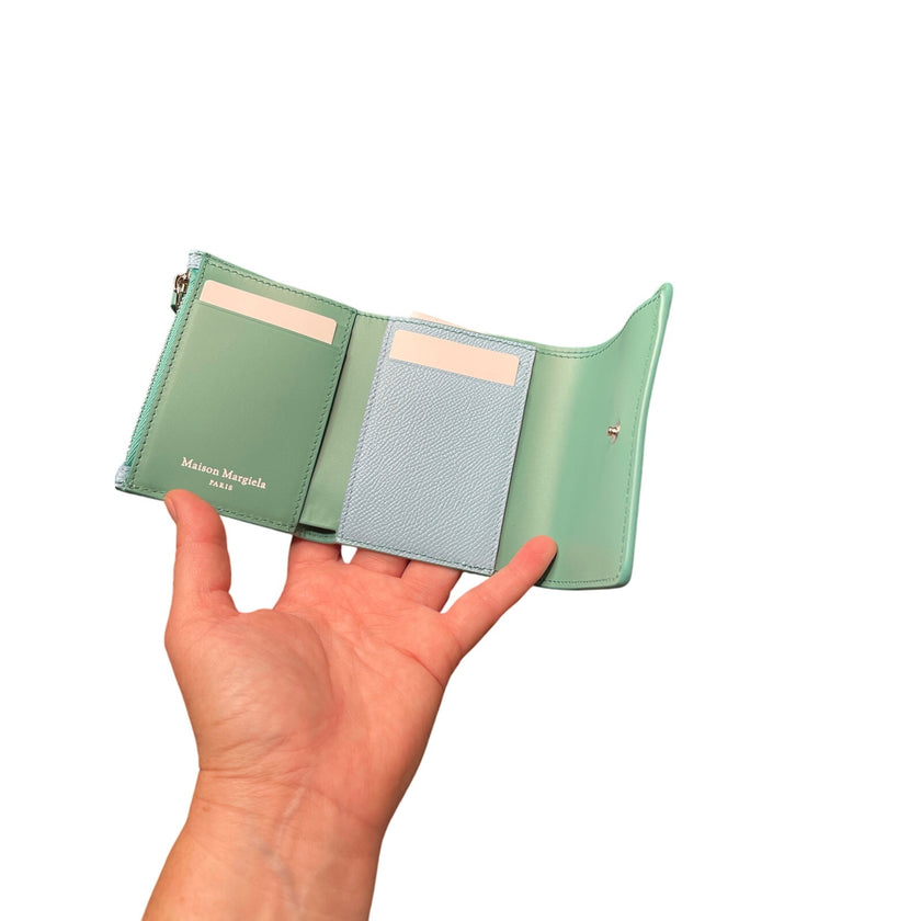 Maison Margiela Blue + Green Four Stitches Wallet NWT