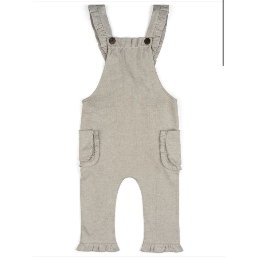 MILKBARN Grey Pinstripe Ruffle Overall NWT 12-18 Months
