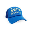 Feather 4 Arrow kids trucker hat with Sorry On Vacay graphic