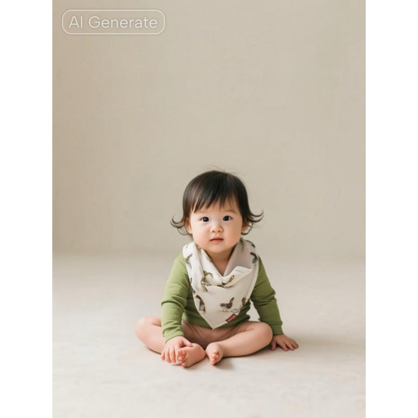 MIlkbarn Organic Cotton Kerchief Bib, Duck Print, NWT