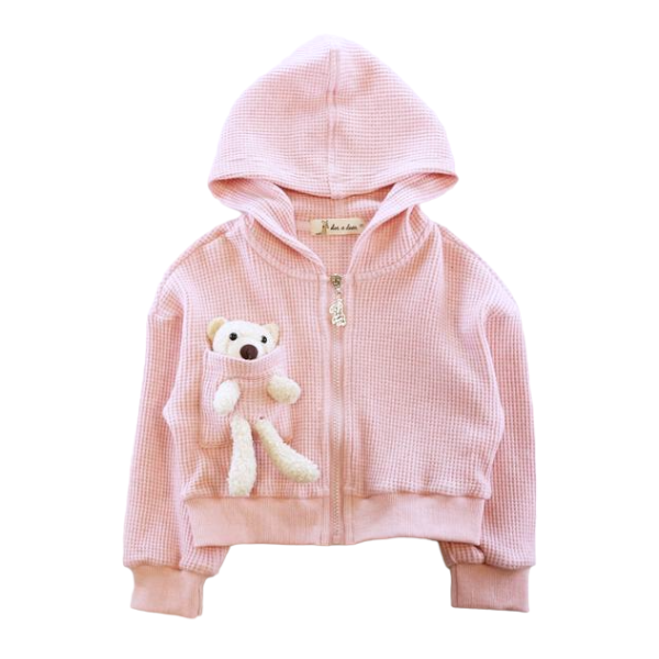 Teddy Hooded Jacket + Joggers Set, PINK