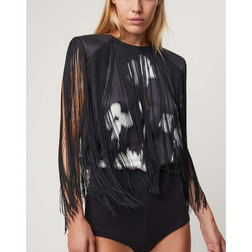 Dahlo Printed Fringe Blouse NWT Size 44