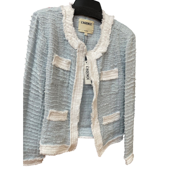 ✨ L’AGENCE Agnes Tweed Denim Jacket – Size Large – NWT ✨