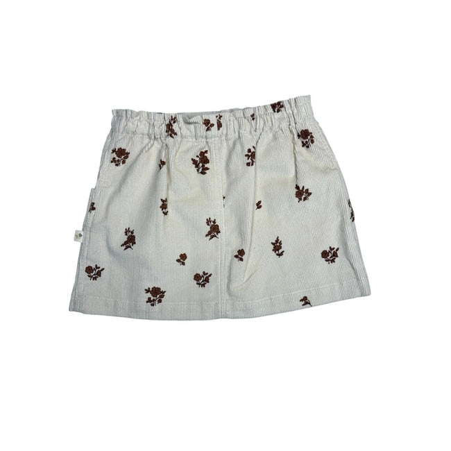 MakeMake Organics, Corduroy Floral Skirt, Cream 2T