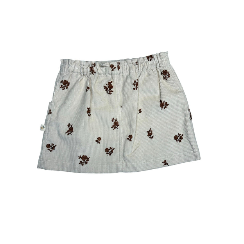 MakeMake Organics, Corduroy Floral Skirt, Cream 2T