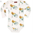 MILKBARN, Floral Bicycle Bamboo Long Sleeve One Piece NWT 6-12 months