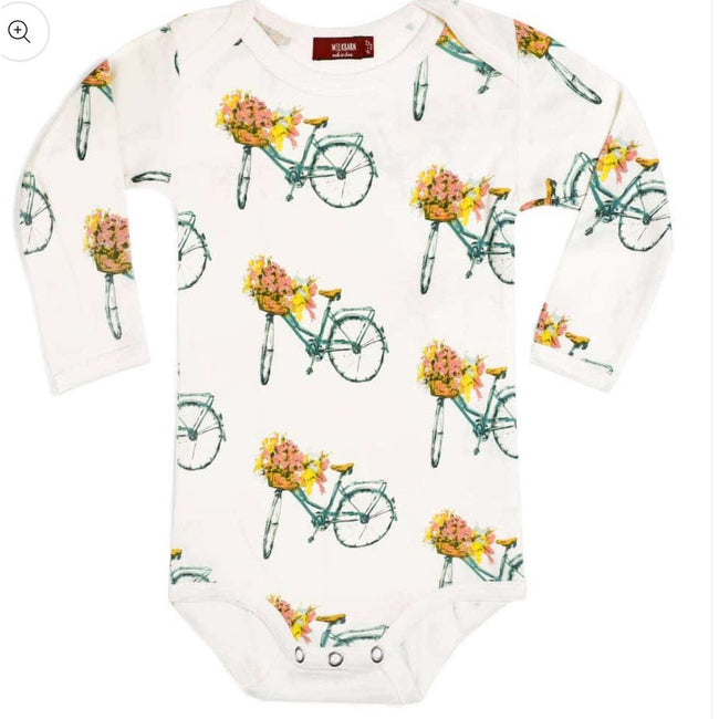 MILKBARN, Floral Bicycle Bamboo Long Sleeve One Piece NWT 6-12 months