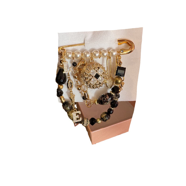 Minime Paris Black/Gold Brooch