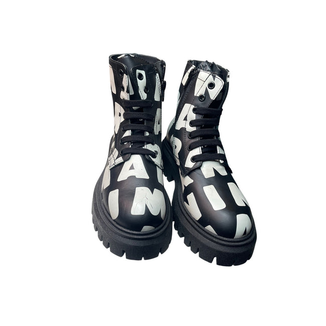 Marni Kids Logo Print Combat Boots NWT size 34