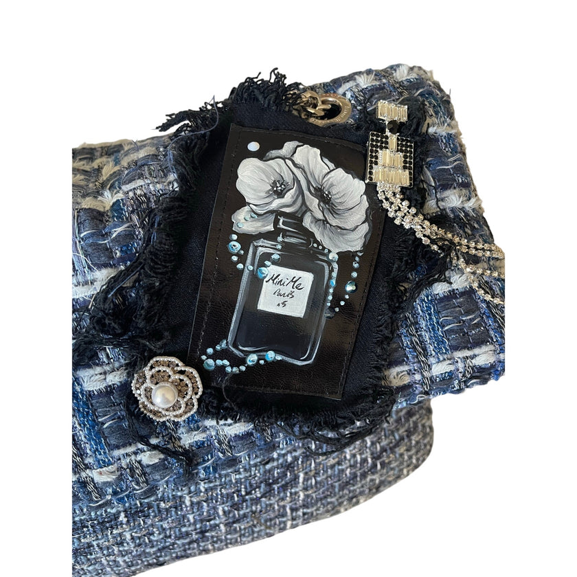 Minime Paris, Haute Denim French Tweed Bag w/ Luxe Details NWOT