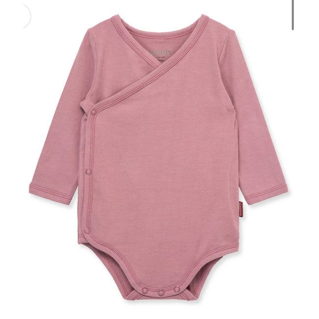 MILKBARN 0-3 Months Plum Stretch Crossover Long Sleeve One Piece