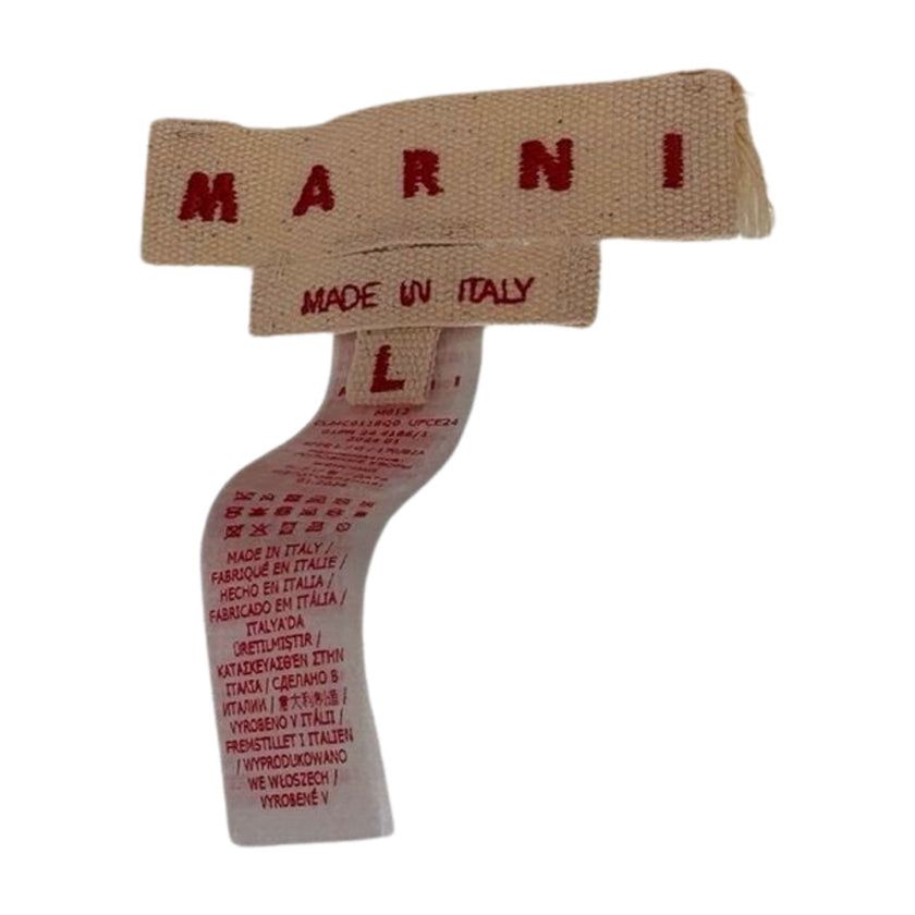 MARNI Knit White Bucket Hat w/ Red Marni Embroidery and Rose
