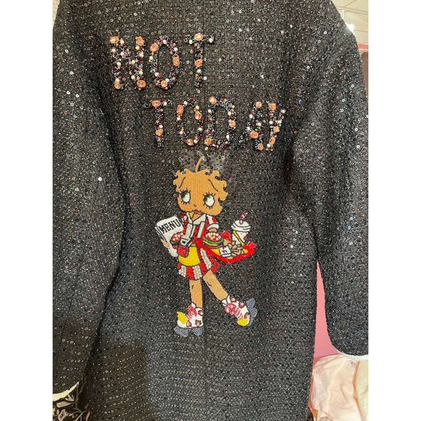 Minime Paris Betty Boop Tweed Long Coat. NWOT Size Med