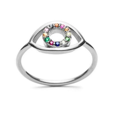 With Love Darling, Sterling Silver Rainbow Eye Ring