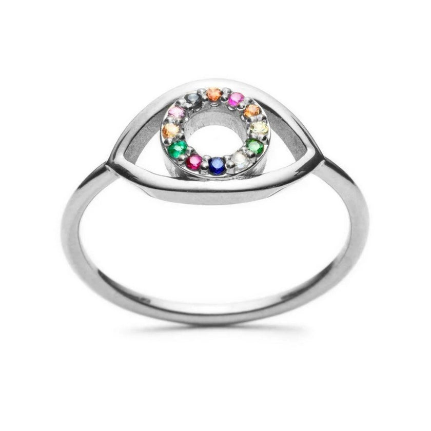 With Love Darling, Sterling Silver Rainbow Eye Ring