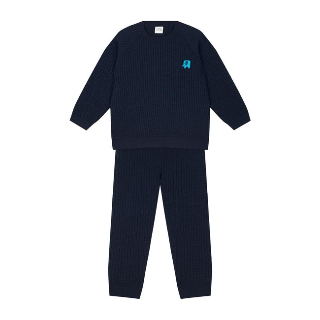 Antebies, Navy Blue Herringbone Sweater and Pants w/ Elephant Embroidery, NWT, Multiple Sizes Available